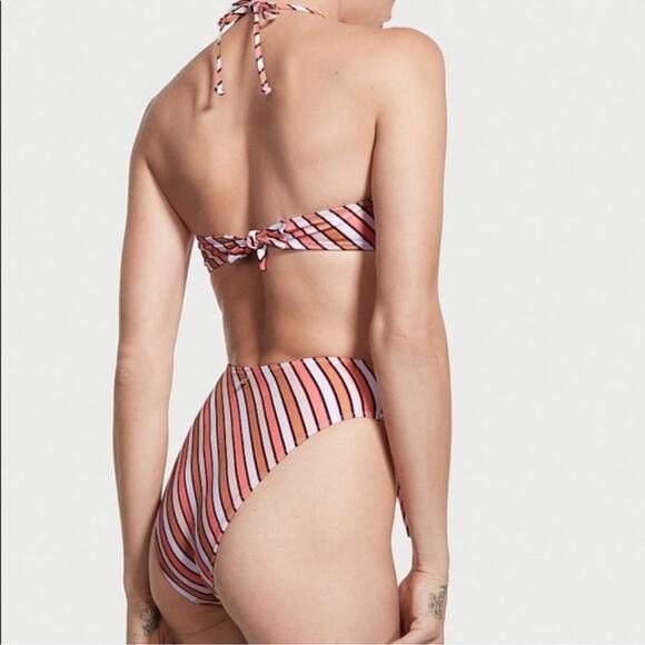 VICTORIA'S SECRET Tie-Front High-Rise Cheeky Bikini Striped Size S/M - Picture 2 of 6